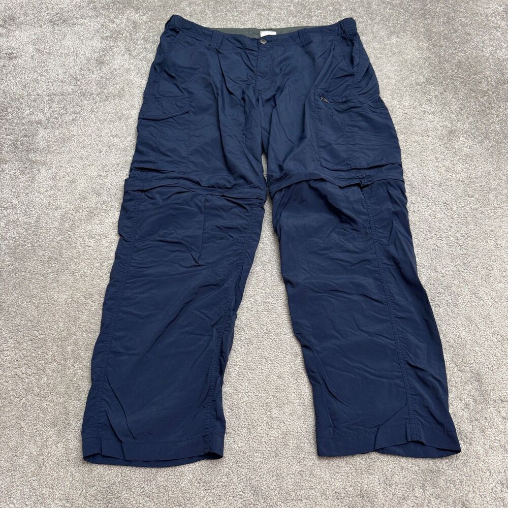 Columbia Omni Shade Convertible Pants To Shorts Mens 40x30 Navy Outdoor Hiking